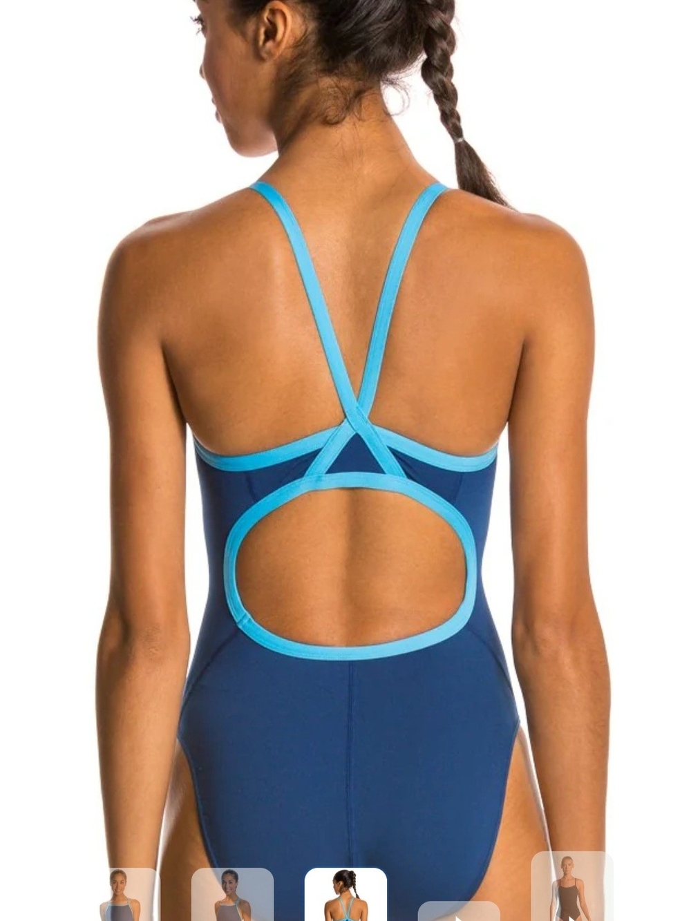 Speedo Women's Swimsuit One Piece Endurance+ Flyback Solid, 28, Navy/Blue - Picture 2 of 10